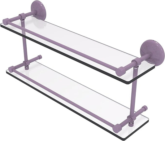 Allied Brass MC-2/22-GAL-LVN Monte Carlo 22 Inch Double Glass Shelf with Gallery Rail, Lavender