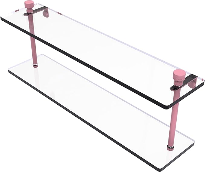 Allied Brass FT-2/22-PNK Foxtrot Collection 22 Inch Two Tiered Glass Shelf, Pink