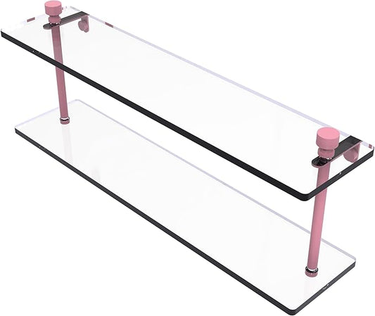 Allied Brass FT-2/22-PNK Foxtrot Collection 22 Inch Two Tiered Glass Shelf, Pink