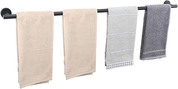 TocTen Bath Towel Bar - Thicken SUS304 Stainless Steel Bathroom Towel Holder, Towel Rod for Bathroom Heavy Duty Wall Mounted Towel Rack Hanger (33IN, Black)