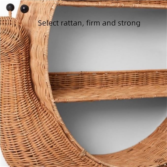Rattan Wall Shelf, Wicker Shelves for Wall, Hanging Shelves for Bathroom, Bedroom, Decorative Rattan Shelves for Storage and Display