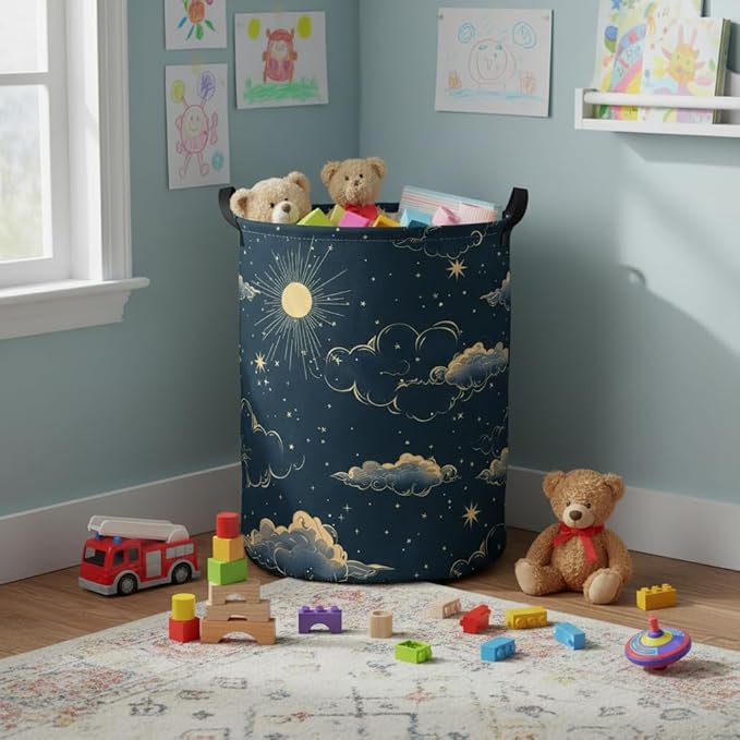 Baby Laundry Hamper kids laundry Basket Waterproof Storage Bin for Bedroom Toy Clothes Organizer Basket Woodland Animals Room D??cor(Stars)