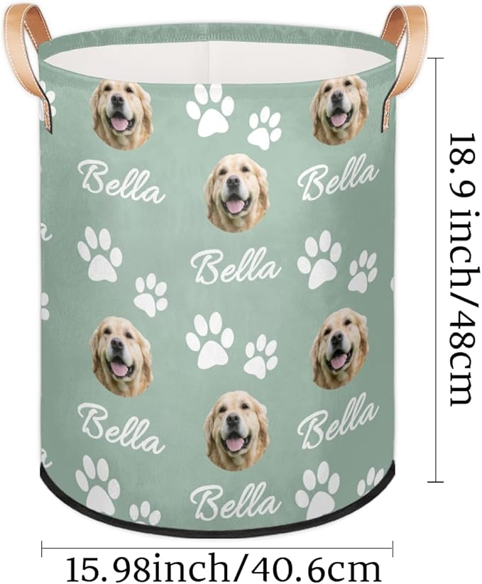 Custom Dog Print Laundry Hamper, Personalized Laundry Baskets with Handles Dirty Clothes Hamper Storage Basket