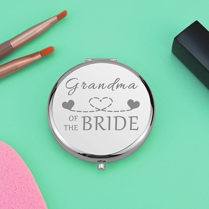 Grandma of The Bride Gifts Wedding Party Gifts Travel Makeup Mirror Grandmother Wedding Gift from Bride Bridal Shower Gifts Grandma Gift Portable Makeup Mirror Christmas Thanksgiving Gift(Silver)