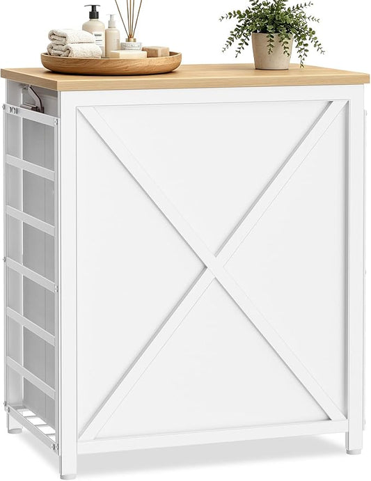 120L Laundry Hamper with Lid, 2 Section Laundry Basket with Removable Liner Bags, Large Laundry Sorter for Clothes Organization in Bedroom and Laundry Room