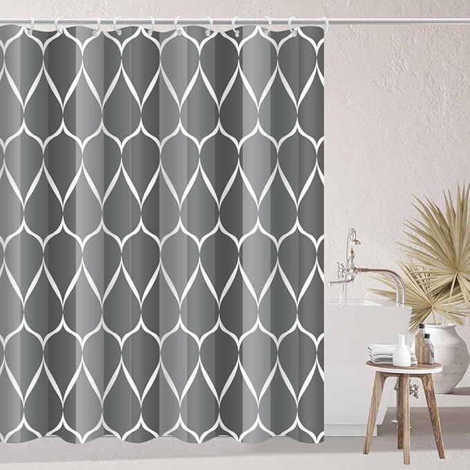 Gray Shower Curtain Grey Modern Bathroom Shower Curtain Waterproof Fabric Machine Washable Shower Curtains 60 x 72 Inches