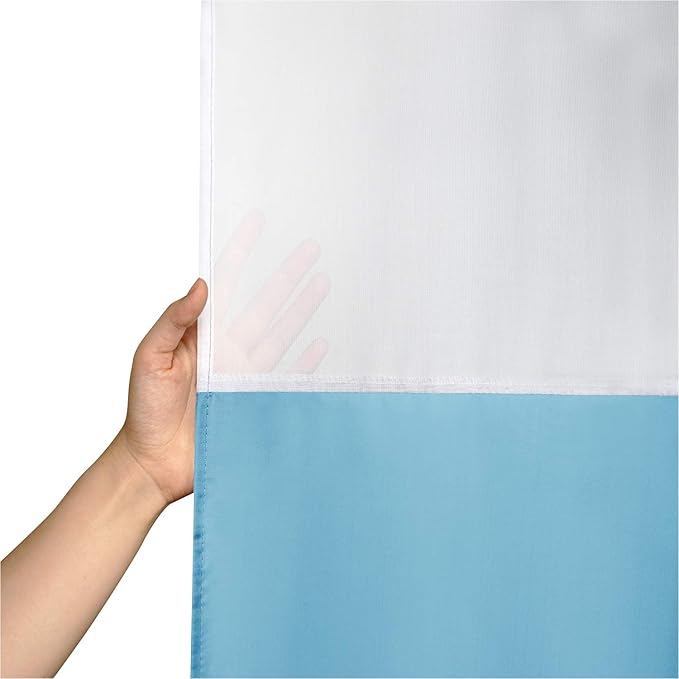 UFRIDAY Shower Curtain with Mesh Window, 72x72 inch Fabric Shower Curtain for Bathroom and Bathtubs,Machine Washable,Water Repellent,Hotel Quality,Light Blue