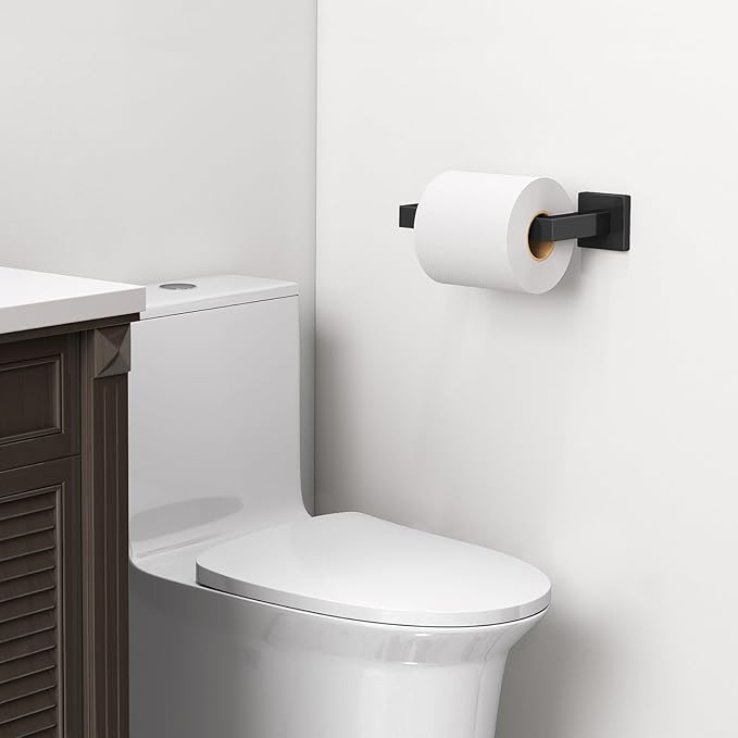 FEILERN Toilet Paper Holder, Wall Mounted Post Pivoting Square Tissue Holders Roll Holder Hangers for Bathroom, Commercial Toilet Paper Dispenser, Matte Black