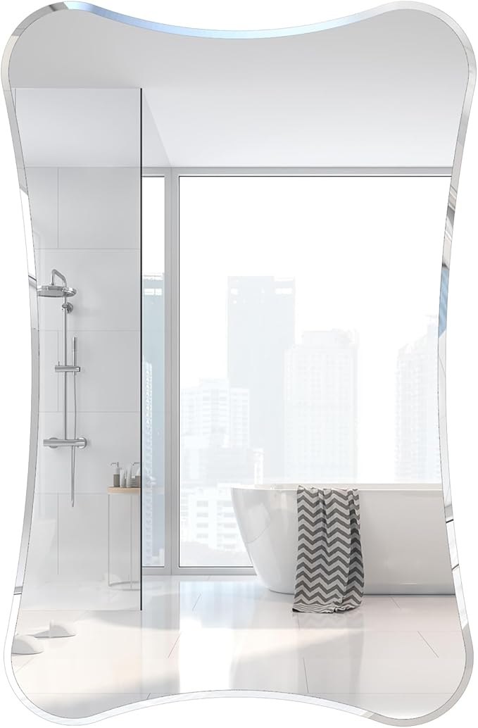 20x30 Beveled Edge Medicine Cabinet with Mirror,Frameless Mirrored Medicine Cabinets for Bathroom,Mirrored Medicine Cabinet Wall Mounted,Surface Mount Bathroom Vanity Mirror with Storage