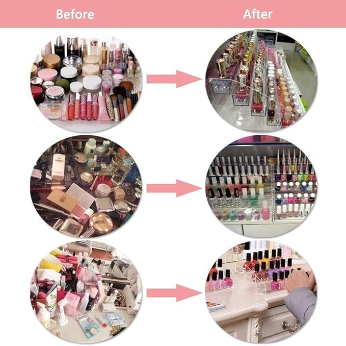 5 Tiers Acrylic Clear Plastic Nail Polishes Organizer Lipstick Holder Display Stands Essential Oils Storage Rack Dropper Bottles for Cosmetics Shop Store Display Toy Candy Holder Goods Shelf Show Case