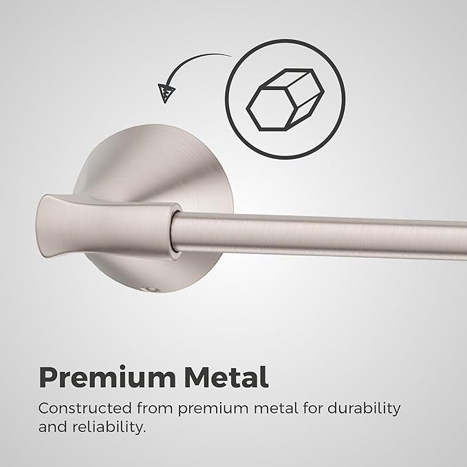 Pfister Willa Bath Towel Bar for Bathroom, 24-Inch, Wall-Mounted, Screw-in, Brushed Nickel Finish, BTBWLL2K