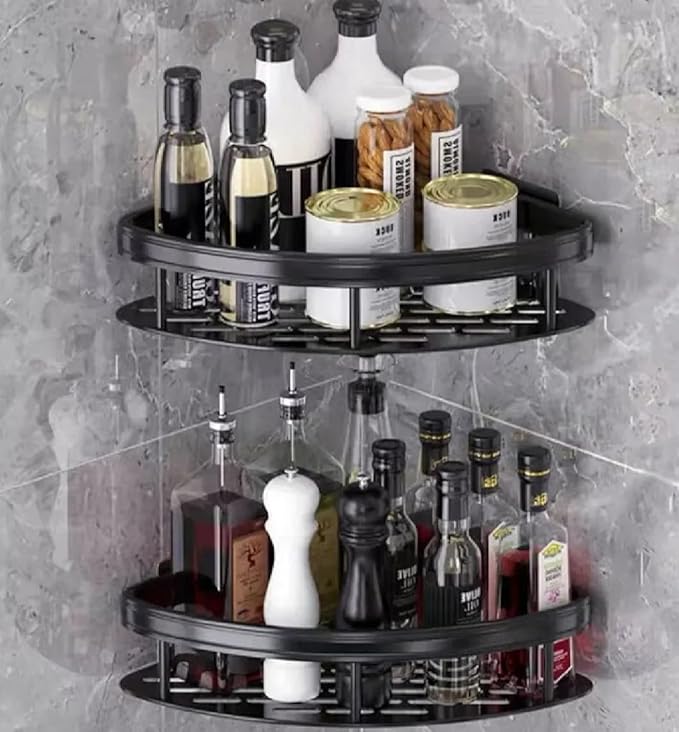 Corner 2PCS Bathroom Storage Rack, Bathroom Shelves, No-Drill