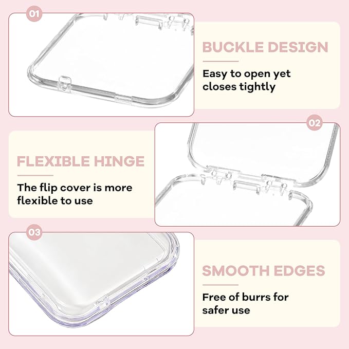 14Pcs Press On Nail Storage Box with 60Pcs Adhesive Double Sided Tape, Press on Nail Packaging Supplies False Nails Display Cases Boxes for Nail Art Salon Business(Clear)