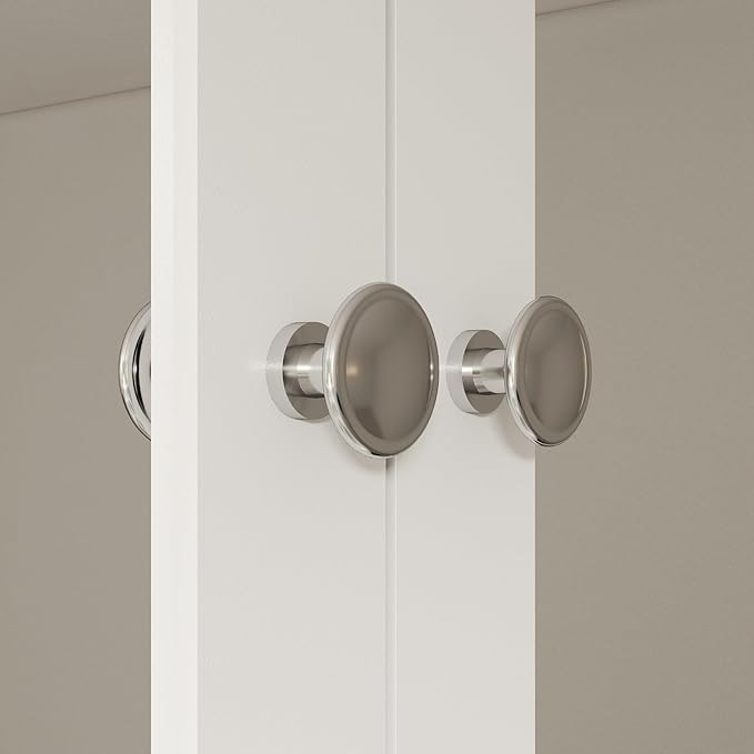 Panana Wall Mounted Bathroom Cabinet Wall Cabinet with 2 Mirrored Doors and Open Compartment, Inner Adjustable Shelf, 22" x 5.1" x 22.8" (White)