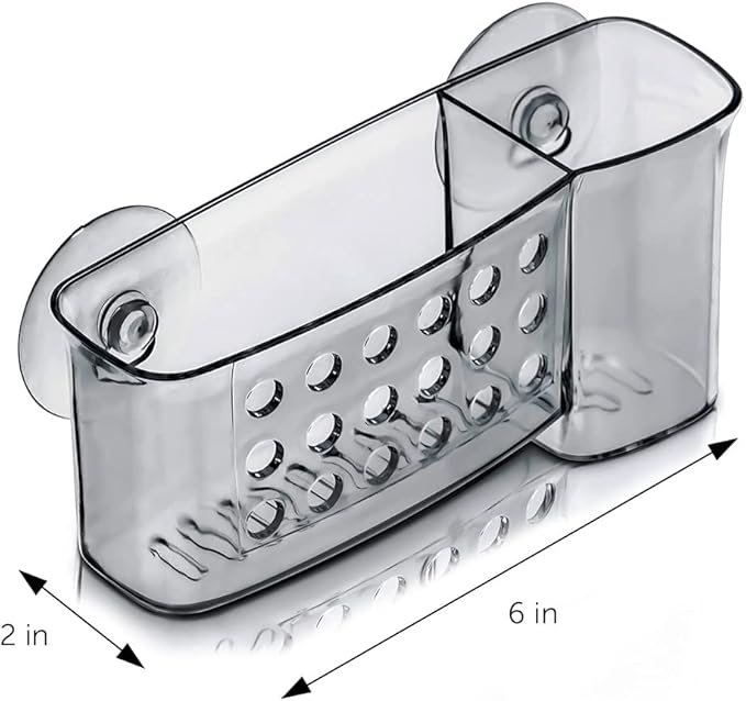 DecorRack Bath Caddy Basket with Suction Cups, Multifunctional, 6 inch Long, Clear Acrylic Plastic, Perfect Bathroom Decor, Hold Toiletries, Kitchen Accessories, Space Saving Shower Organizer (1 Pack)