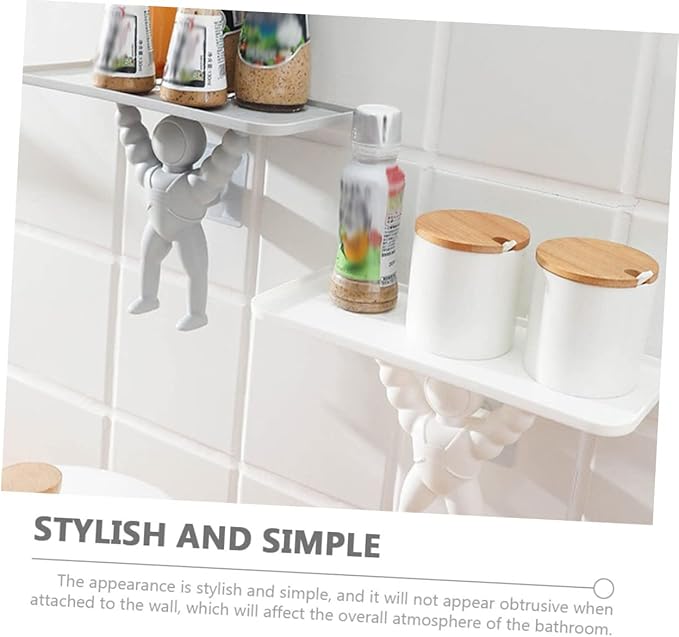 PRETYZOOM 2pcs Spaceman Wall Hanging Shelf Bathroom Decor Rack Modern Wall-Mounted Storage for Toiletries