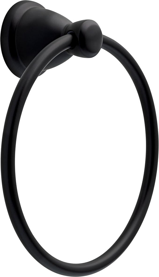 Franklin Brass Kinla (1-Pack) Hand Towel Ring Matte Black Holder for Wall Mount Round Hanger for Kitchen, Bathroom Accessories KIN46-MB