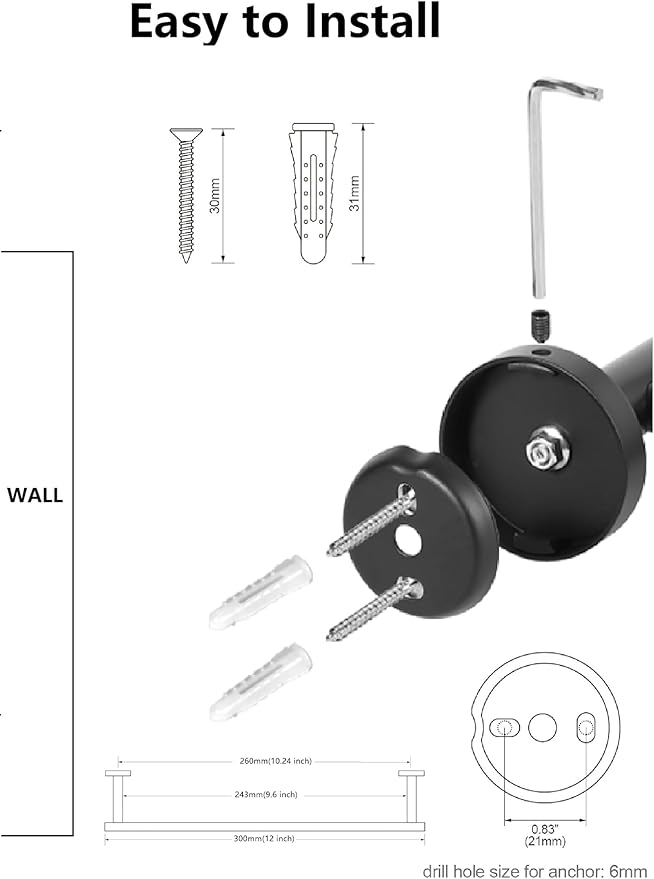 SEIDO Towel Holder with 9.6" Usable Length, 304 Stainless Steel Black Towel Bar for Bathroom Wall, One-Piece Towel Racks for Bathroom Without Assembly, 12 Inch, Matte Black