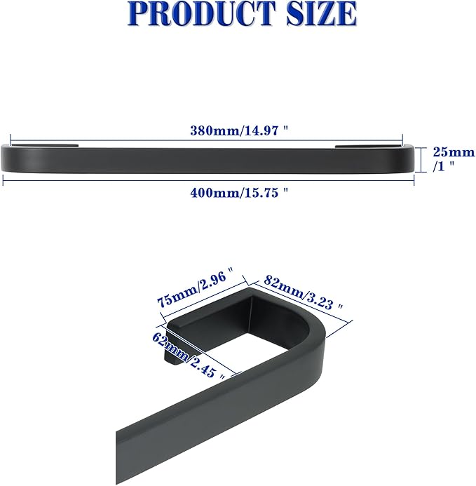 Alise 16'' Towel Bar for Bathroom,Black Towel Holder Towel Racks for Bathroom Wall Mount,SUS304 Stainless Steel Towel Rail Towel Hanger for Walls