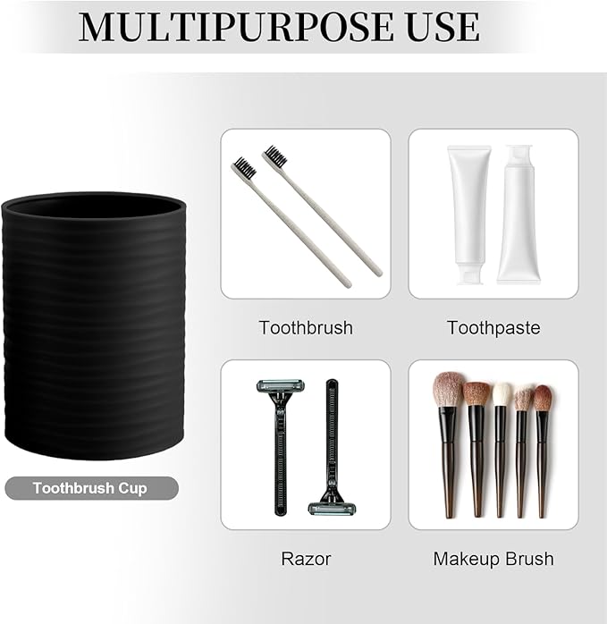 2 Piece Bathroom Accessory Set, Bathroom Accessories Set Include Soap Dispenser and Toothbrush Holder for Modern Bathroom Decor