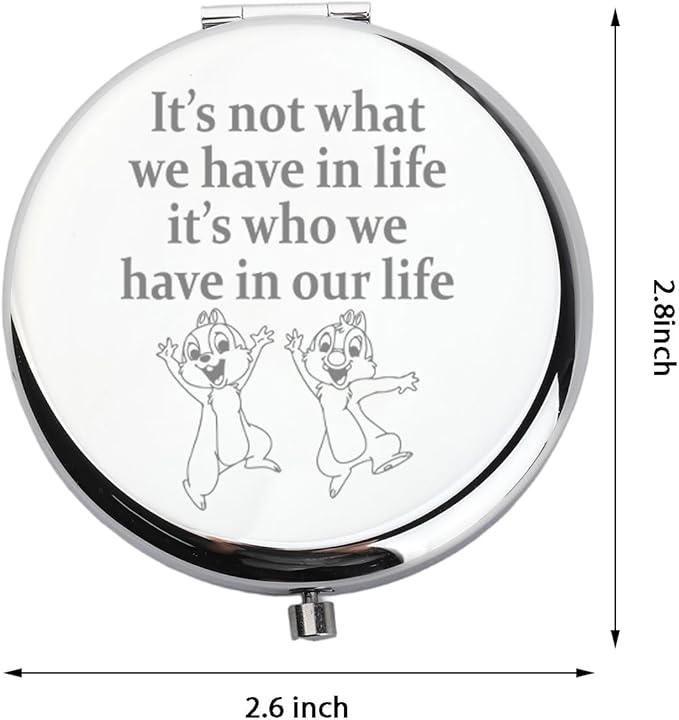 WUSUANED Chip Makeup Mirror It Not What We Have in Life It Who We Have in Our Life Mirror Dale Fan Gift Cartoon Inspired Gift Squirrel Lover Gift (Cute Squirrel Mirror Steel)