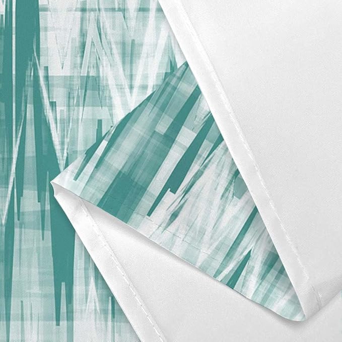 JAWO Teal Green Shower Curtain, Modern Abstract Pattern Machine Washable Home Bathroom Decorations, Aqua White Striped Wave Shower Curtain Set with Hooks Waterproof Fabric Bath Curtains Home Decor
