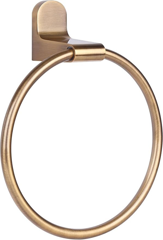 Lyla Gold Towel Ring – Modern 6.75-Inch Wall-Mounted Towel Holder for Bathroom, Minimalist Design with Matte Gold Finish, Durable & Easy to Install