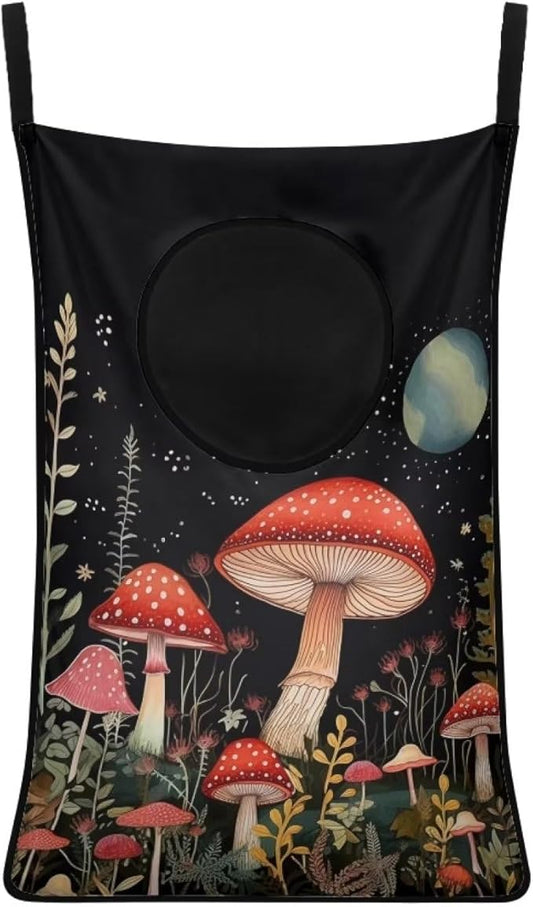 ZFRXIGN Mushroom Over The Door Hamper Moon Night Hanging Laundry Bag Galaxy Star Laundry Basket Dirty Clothes Hamper Storage for Bathroom, Bedroom, Dorm Space Saving Closet Hampers