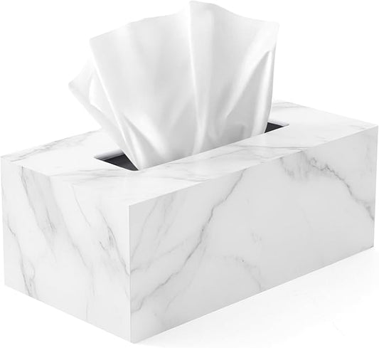 Tissue Box Cover Rectangle - Tissue Box Holder Rectangular - Compatible with Kleenex - Acrylic Marble Bathroom Accessories Decor