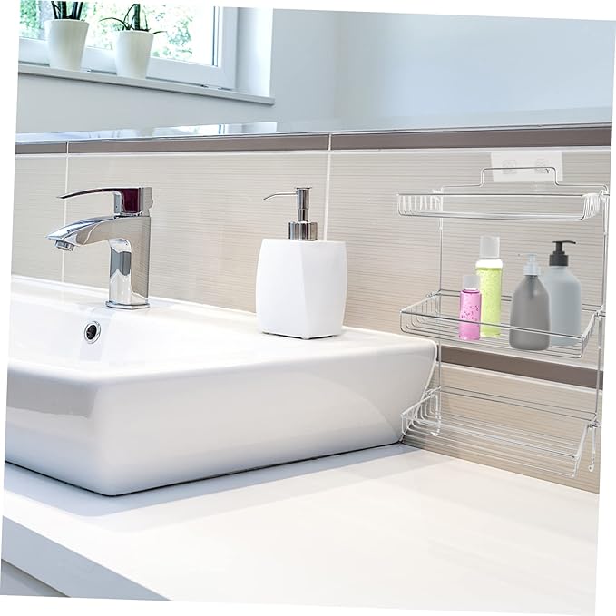 Luxshiny Stainless Steel Folding Storage Rack Floating Shelves Bathroom Storage Shelf for Bathroom Kitchen