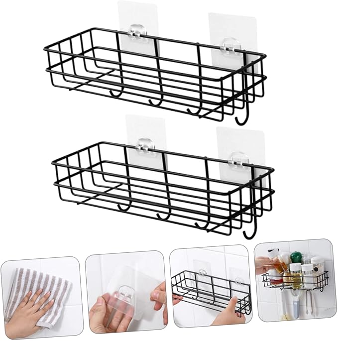 Luxshiny 2pcs Bathroom Shelves Organizer over The Door Organizer Storage Rack Hooks Wall Hanging Shelf