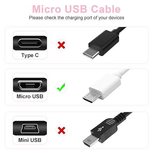 Zosvoses Micro USB Charging Cable Compatible with Simplehuman 5 inch & 8 inch Round Sensor Makeup Mirror, 6.6ft
