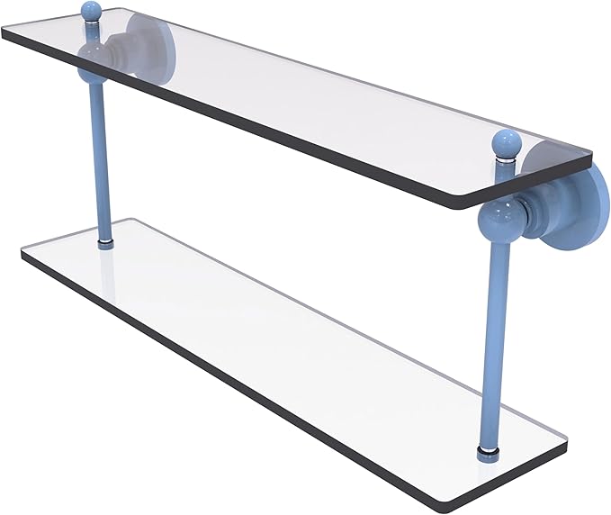 Allied Brass AP-2/22-FTB Astor Place Collection 22 Inch Two Tiered Glass Shelf, Flat Troll Blue