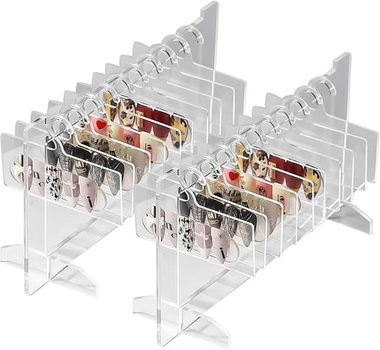 Hapivida Transparent Nail Art Display Board, 2Pcs Acrylic Hanging Nail Display Polish Board Nail Tips Sample Display Stand with 10pcs Hanger