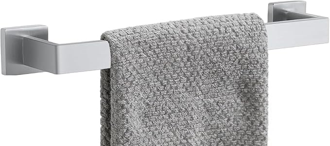16 Inch Bathroom Towel Bar SUS304 Stainless Steel Brushed Nickel Towel Holder Wall Mounted Heavy Duty Towel Rack Bathroom Towel Rod Modern Square Base Design (1, Brushed Nickel, 16 Inch)