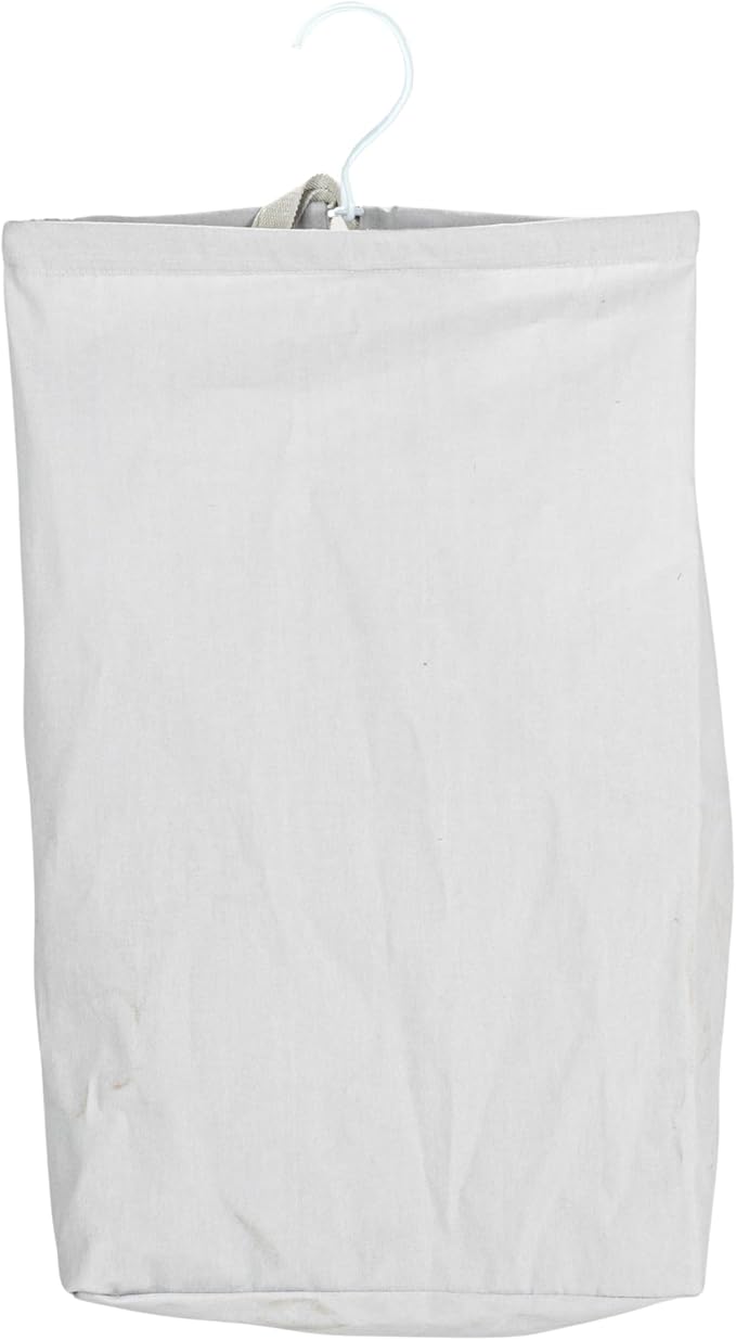 Household Essentials Door Hanging Laundry Bag, Washable Canvas Bag with Loop Handle, Holds Two Loads of Laundry, Great for Dorms and Small Spaces, Grey