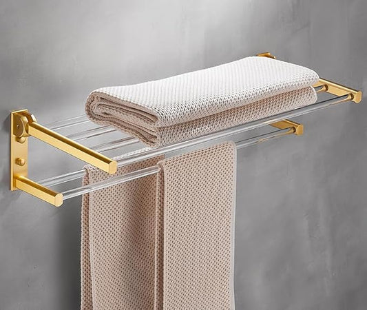 Towel Rack Toilet Golden Bath Towel Holder Bathroom Towel Pendant Set, Model B - Bath Towel Rack