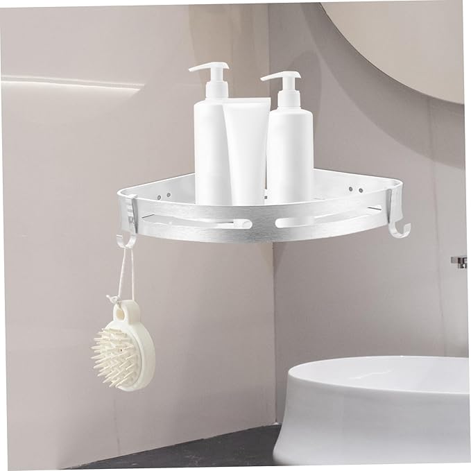 LABRIMP Punch Wall-Mounted Storage Rack Aluminum Triangle Shelf for Bathroom and Kitchen Silver Design Space-Saving Organizer for Towels Shampoo