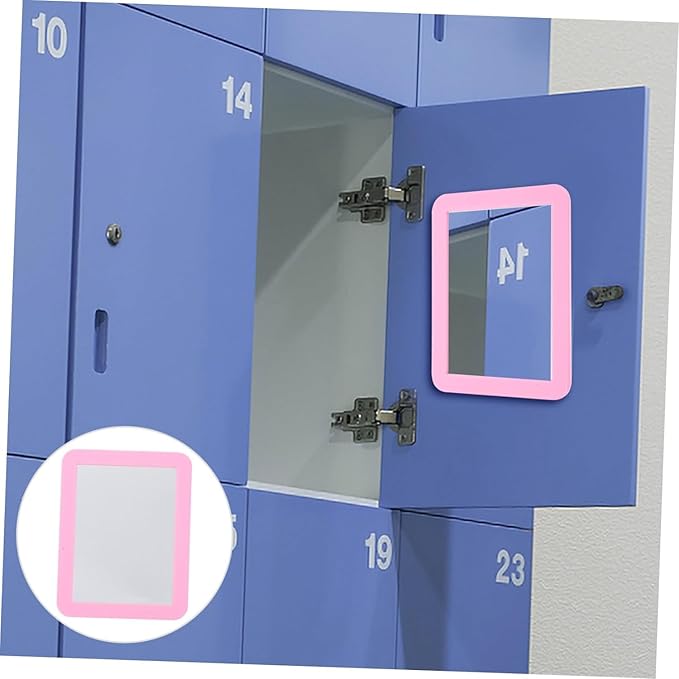 MIHAGUTY Magnetic Locker Mirror,5" x 7" Small Mirrors for Locker with Magnetic Backing,Real Glass Mirrors for School Locker, Bathroom, Household Refrigerator, Locker Accessory, Office, Home (Pink)