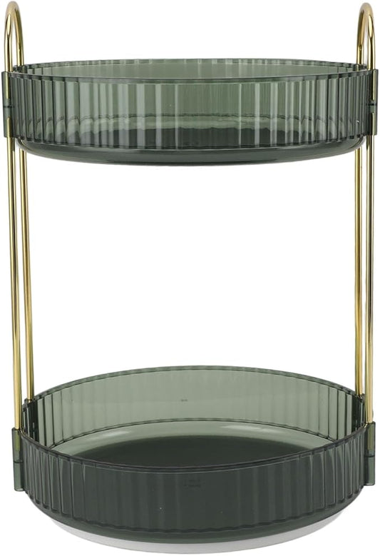 Makeup Organizer,2 Tier Makeup Rack - 360° Rotating Space Saving Cosmetic Countertop for Bedroom, Bathroom, and Kitchen - for Skincare and Beauty Products! (Green)