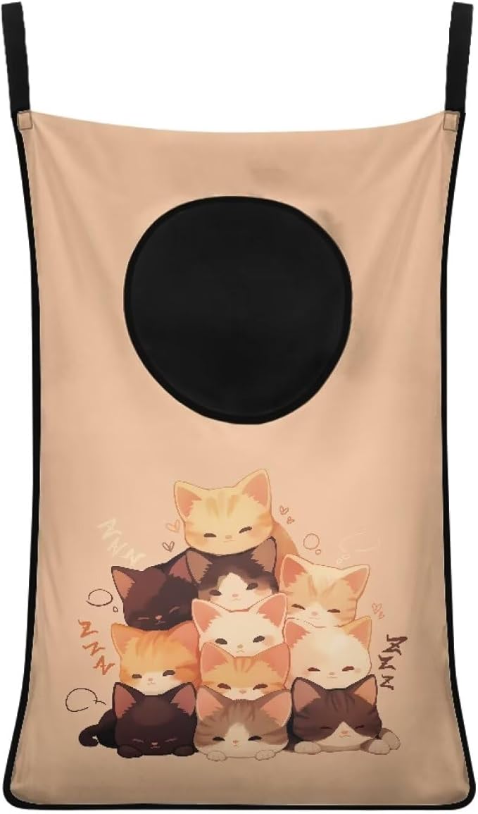 ZFRXIGN Cats Hanging Hampers for Laundry Over The Door Laundry Hamper Dirty Clothes Storage Orange Laundry Baskets Space Saving Hamper Zipper Closure Toy Organizers Home Decor