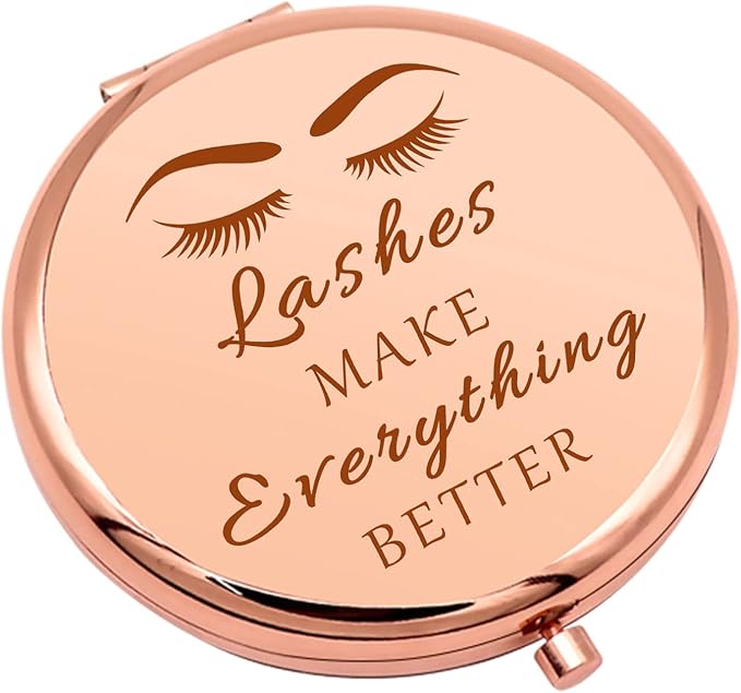 Mwphuy Lash Tech Gifts for Women Makeup Artist Gifts Funny Compact Makeup Mirror for Lash Girl Artist Presents Esthetician Beautician Presents Folding Mirror Graduation Birthday for Friend Sister