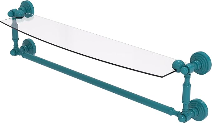 Allied Brass WP-33TB/24-GLT Waverly Place Collection 24 Inch Glass Vanity Shelf with Integrated Towel Bar, Glokzin Teal