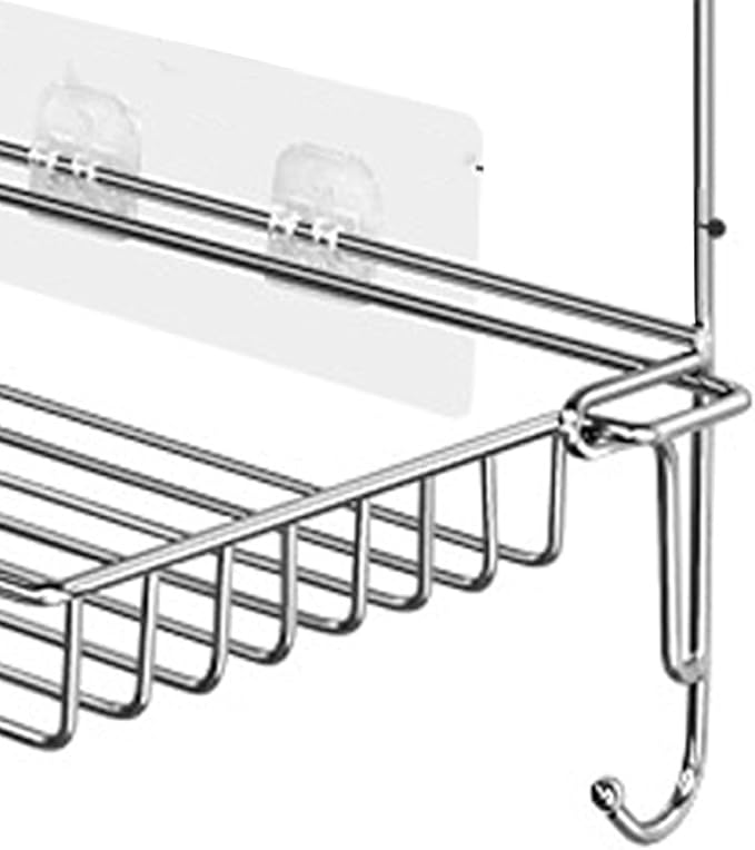 Stainless Steel Folding Storage Rack | 2 - Tier Wall Mounted Shelves for Bathroom/Kitchen | Space Saving Organizer with 20lb Load Capacity | No Tools Installation