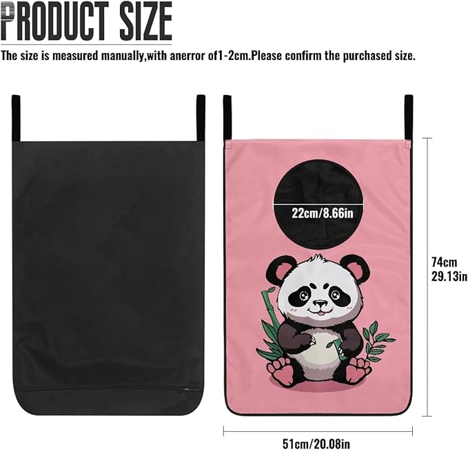ZFRXIGN Cute Panda Hanging Laundry Hamper Large Capacity Laundry Bag Toys Storage Organizers for Girls Bedroom, Closet, Home, Dorm Over The Door Laundry Hamper Pink Animal