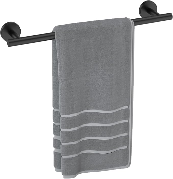 Luxbaro 18 Inch Matte Black Towel Bar, Thicken Towel Rack for Bathroom Wall, SUS304 Stainless Steel Towel Rod, Modern Home Decor (Total Length 20-Inch)