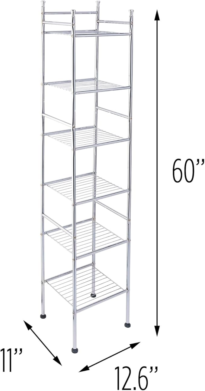 Honey-Can-Do BTH-03484 6 Tier Metal Tower Bathroom Shelf, 12.6â€ L x 11â€ W x 59.8â€ H, Chrome