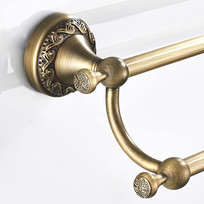 Leyden Brass Double Towel Bar,Adjustable Towel Rack Holder Antique Bathroom Accessories Wall Mount Vintage