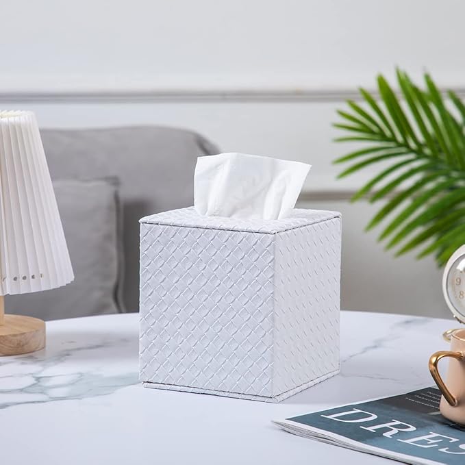 Tissue Box Cover Square,White Tissue Holder for Bathroom Accessories,Bathroom