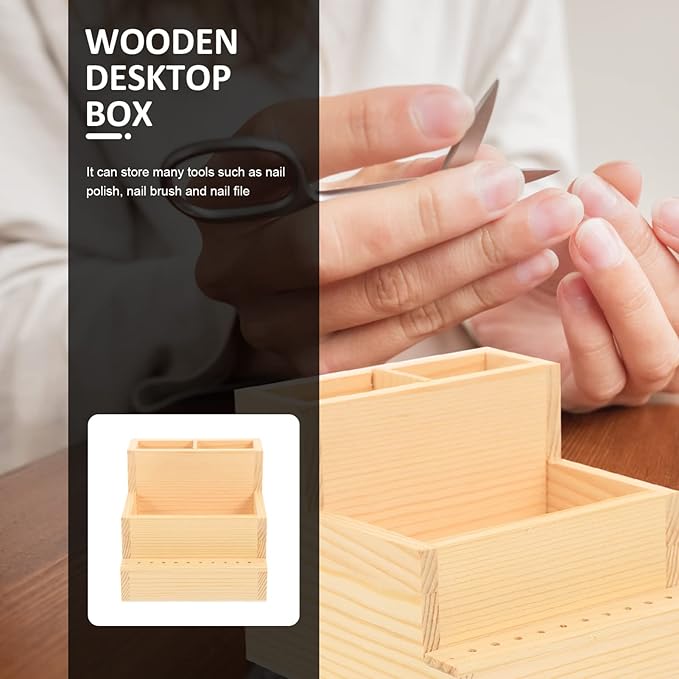 FRCOLOR Wooden Nail Drill Bits Holder Stand Display Organizer 10 Holes Nail Tool Storage Box Desktop Brush Holder Manicure Tool Organizer Cosmetics Holder